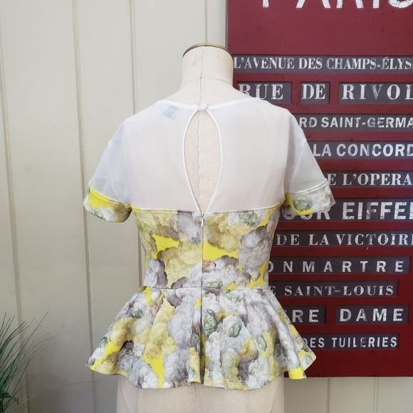 ASOS Floral peplum top sheer chest & shoulder Size 6 Coquette - Picture 5 of 9
